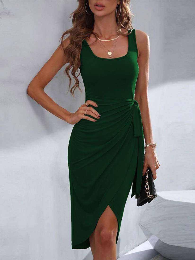 Buy StyleCast Square Neck Tulip Wrap Dress Dresses for Women 22432634 Myntra