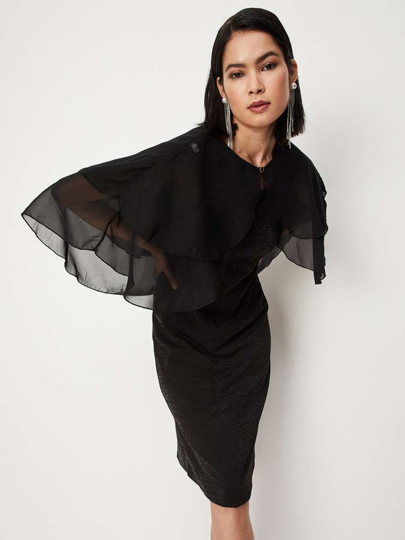 Buy max Shimmer Sheath Dress with Layered Cape Dresses for Women 22433774 Myntra