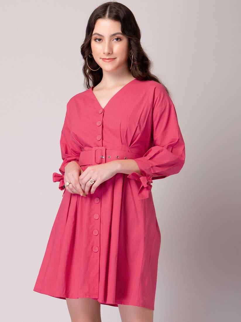 Buy FabAlley Puff Sleeve Fit Flare Cotton Dress Dresses for Women 22444334 Myntra