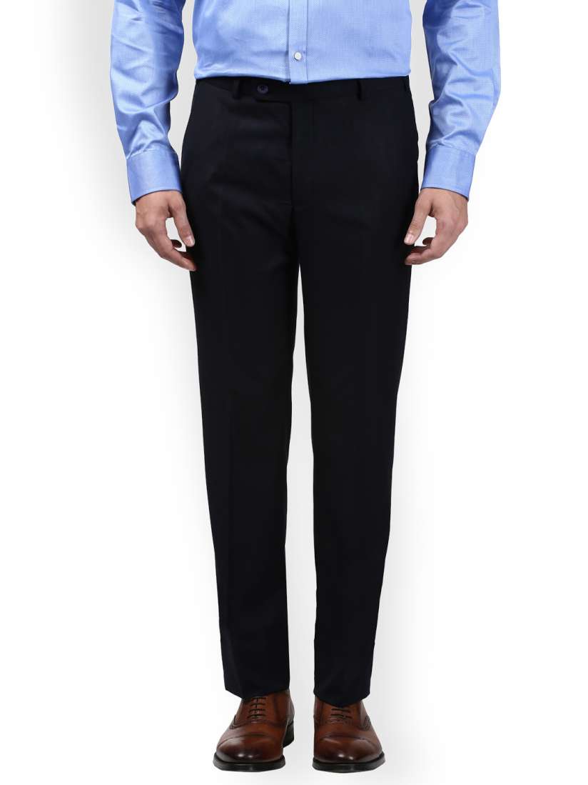 Buy Park Avenue Men Blue Slim Fit Solid Formal Trousers Trousers for Men 2244551 Myntra