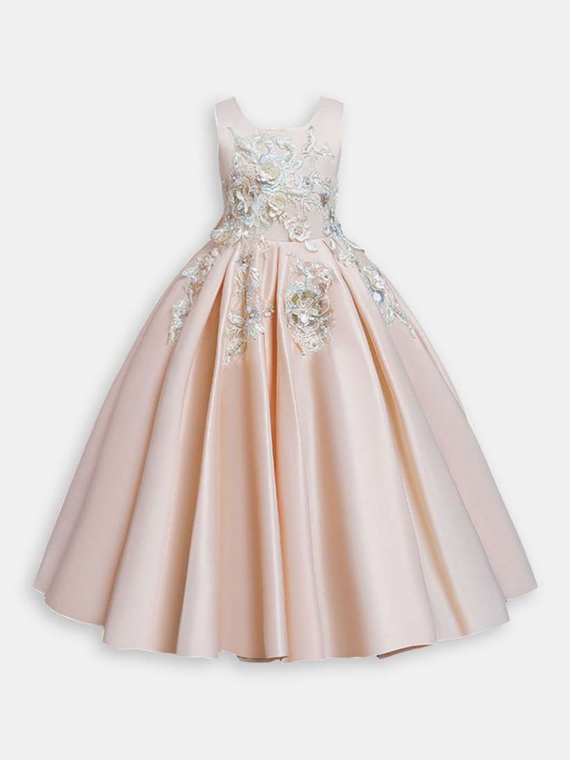 Buy Hopscotch Girls Round Neck Self Design Embellished Bow Gown Dress Dresses for Girls 22449338 Myntra