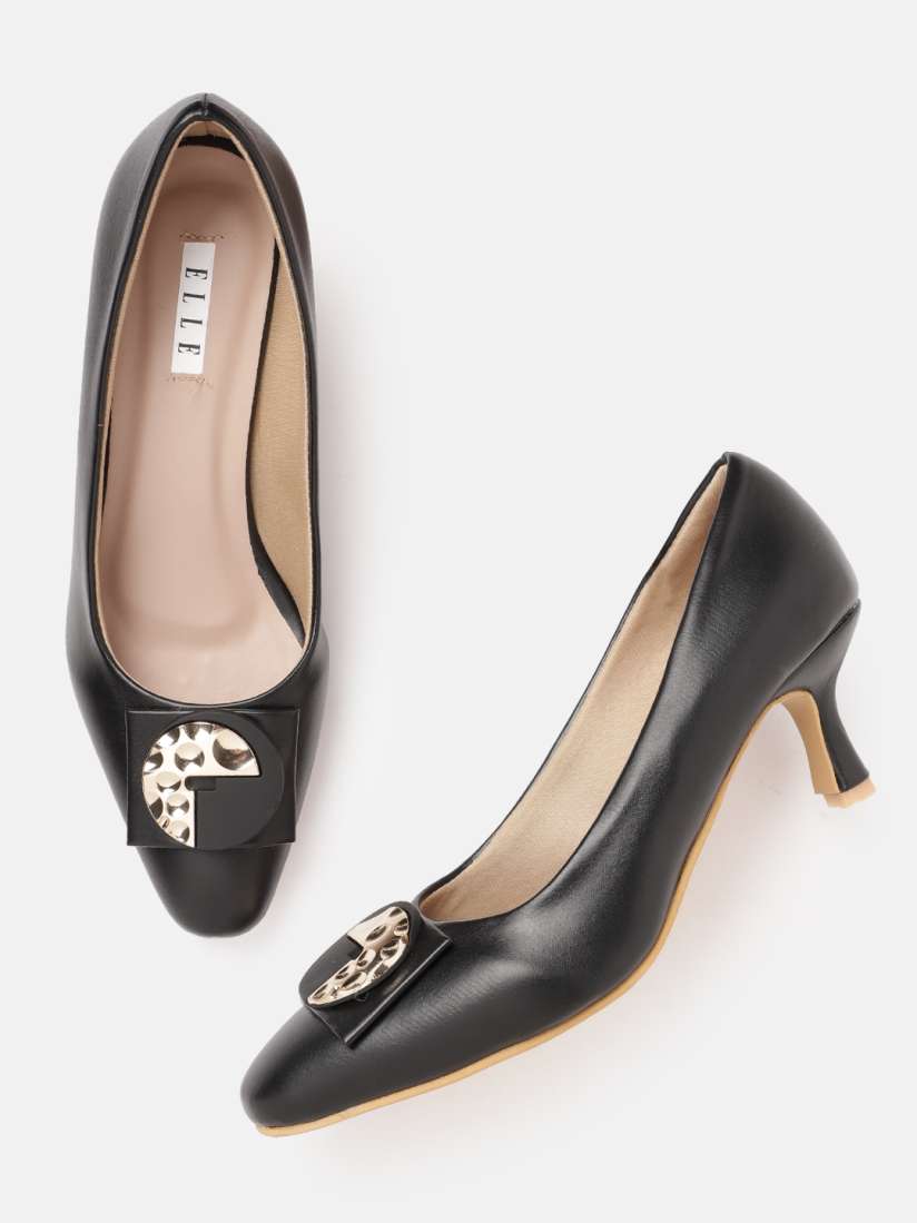 Buy ELLE Kitten Heel Pumps with Metal Detail Heels for Women 22454966 Myntra