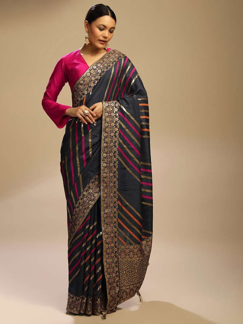 Myntra black saree on sale