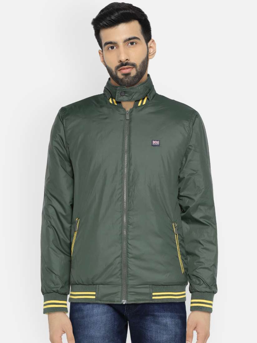 Buy BYFORD By Pantaloons Men Olive Green Solid Bomber Jacket Jackets for Men 2246216 Myntra