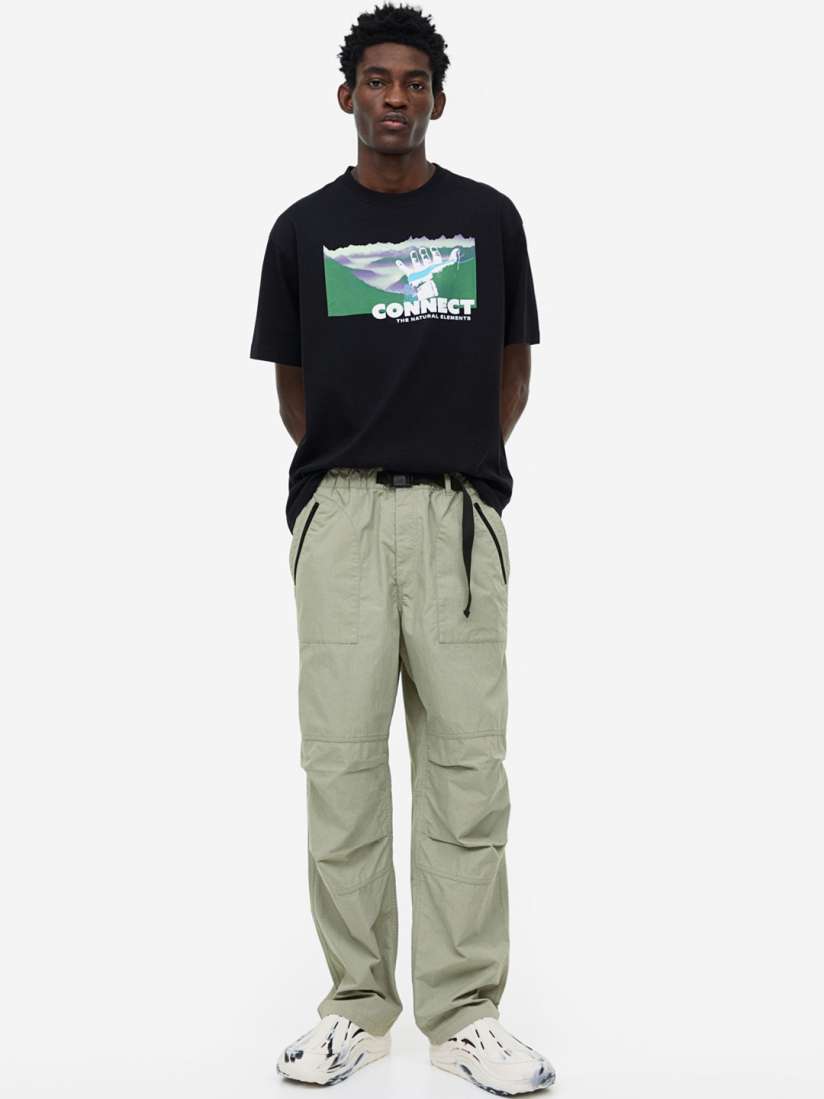 Buy H M Men Relaxed Fit Belted joggers Trousers for Men 22463538 Myntra