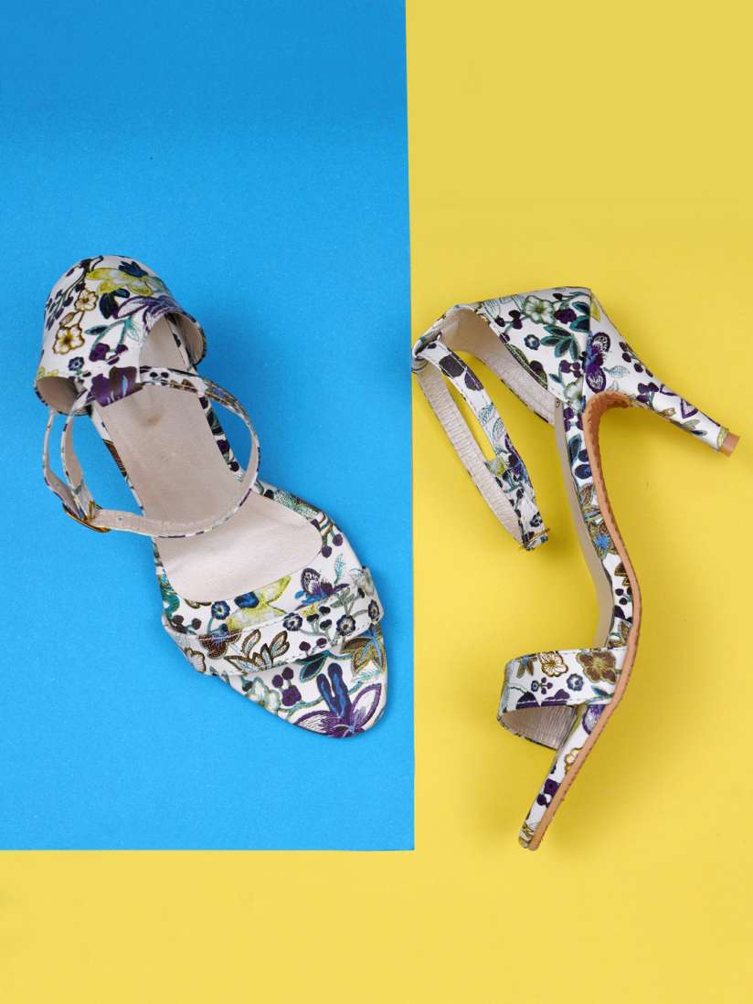 Buy Misto Floral Printed Open Toe Stiletto Heels With Ankle Loop Heels for Women 22468730 Myntra