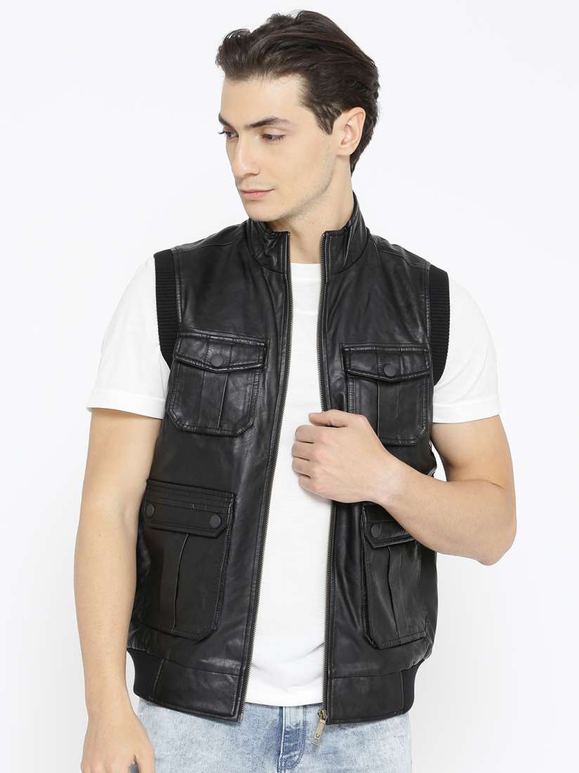 Buy Allen Solly Men Black Solid Biker Jacket Jackets for Men 2247860 Myntra