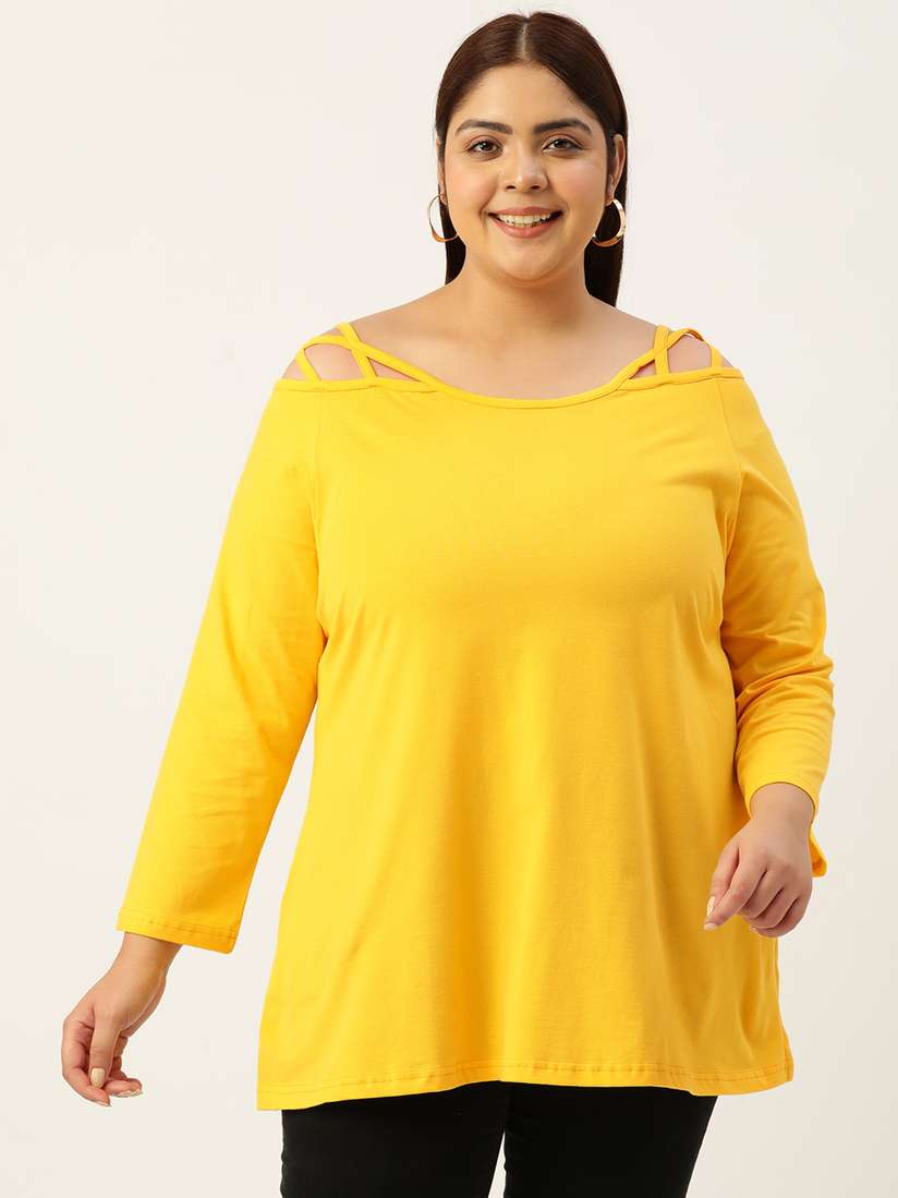 yellow off the shoulder top plus size