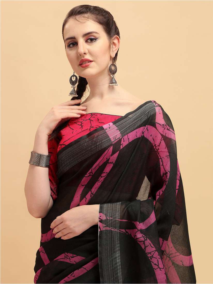 Buy Sangria Printed Pure Linen Saree Sarees for Women 22486854 Myntra