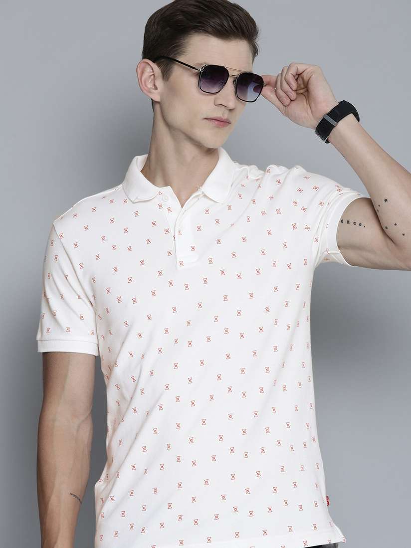 Polo Shirt Levis Polka Dot Shirt Levis Men White Red Printed Polo