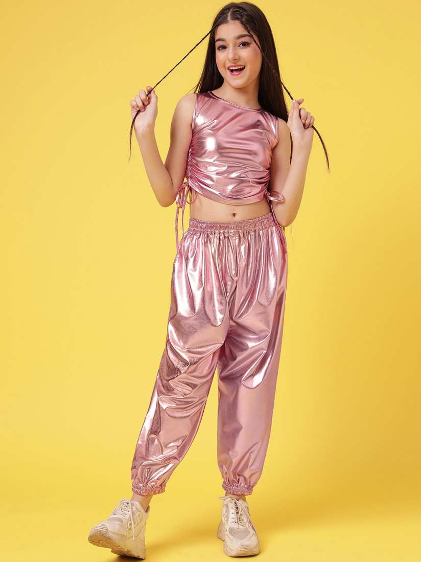 Buy A.T.U.N. Girls Metallic Joggers Top Co Ord Set Clothing Set for Girls 22493058 Myntra