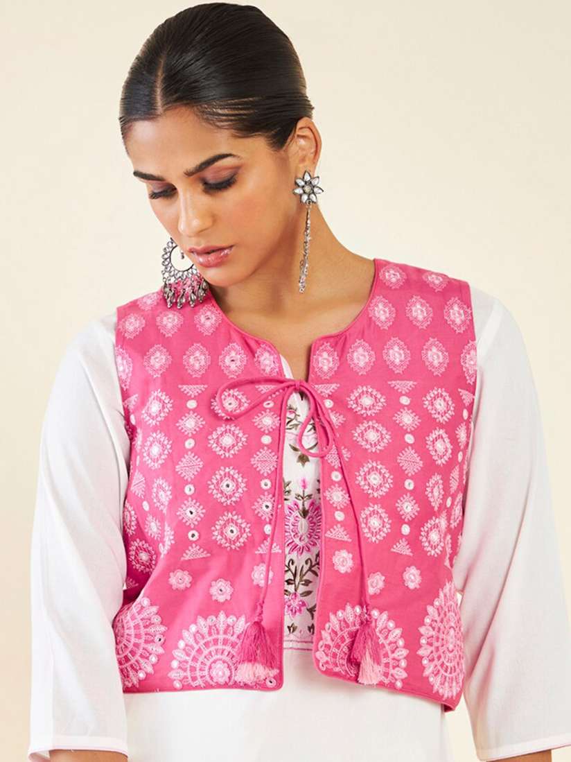 Buy Soch Ethnic Motif Printed Crop Waist Coat Waistcoat for Women 22497014 Myntra