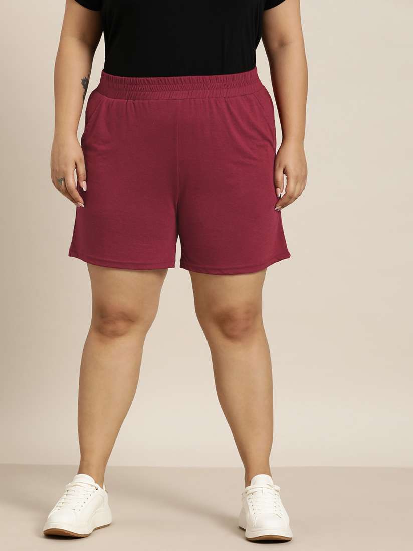 Plus size burgundy shorts clearance