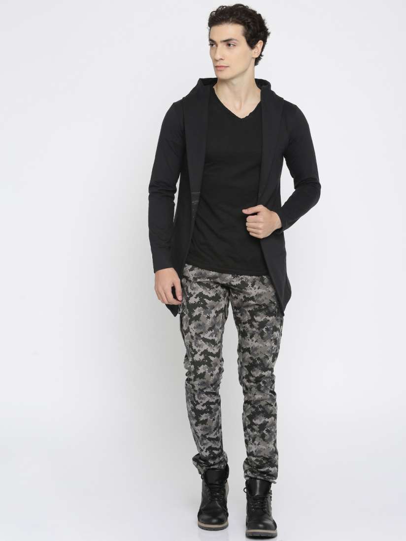 Men black solid shrug jacket online