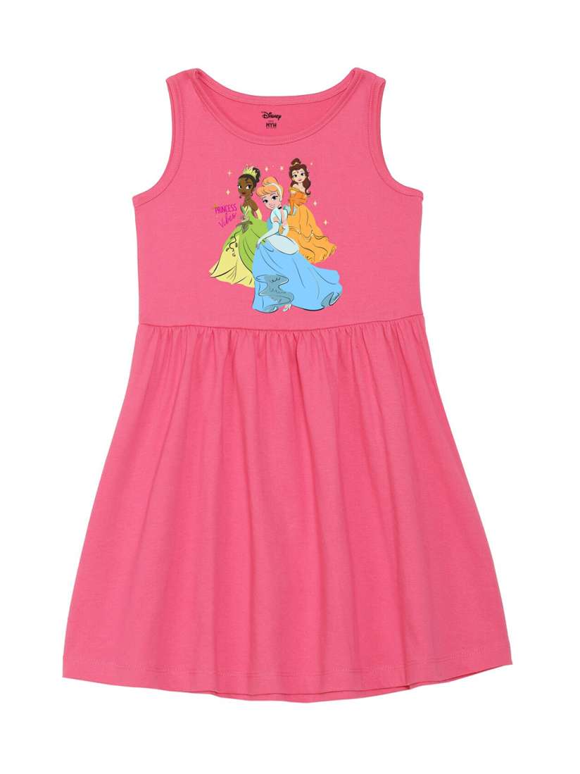 Buy Wear Your Mind Girls Round Neck Disney Princess Printed Pure Cotton A Line Dress Dresses for Girls 22514998 Myntra