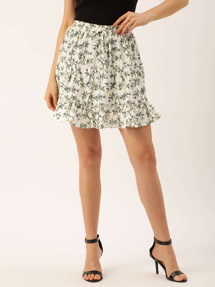 Buy U F Floral Printed Crepe Gathered A Line Mini Skirt Skirts for Women 22518716 Myntra