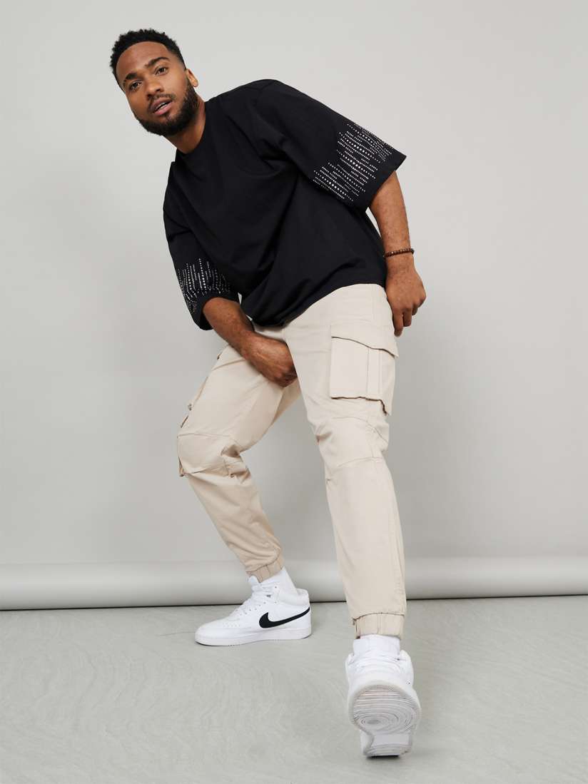 Cotton twill cargo joggers outlet