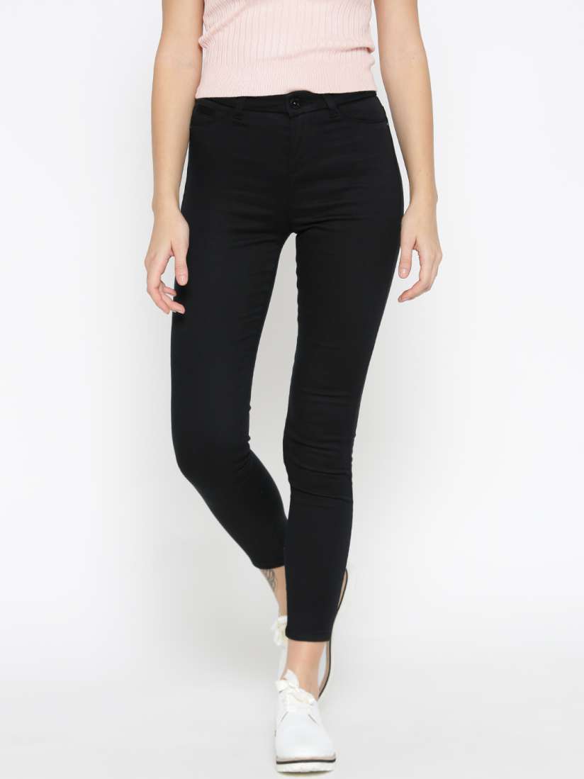 Buy ESPRIT Black Skinny Fit High Rise Cropped Treggings Jeggings for Women 2251934 Myntra