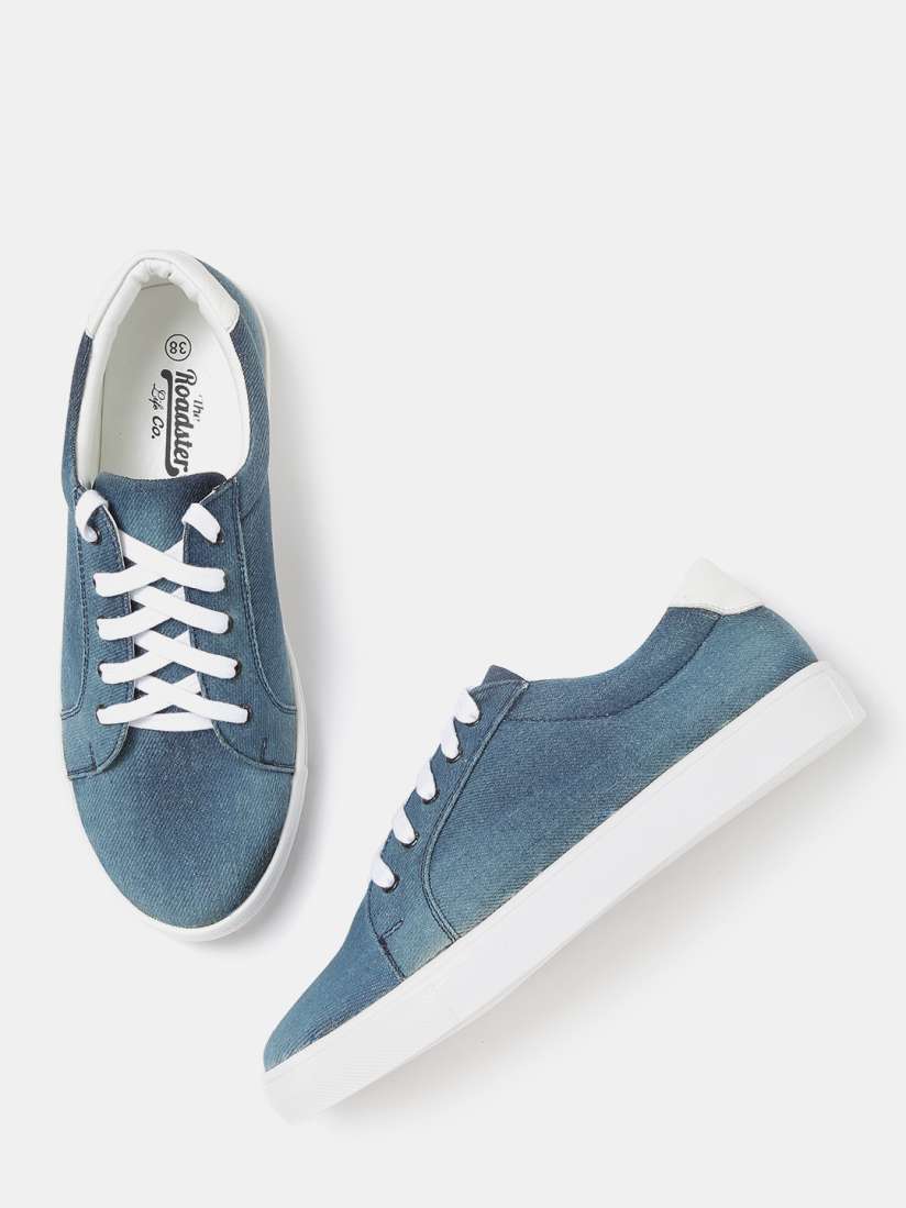 Women's blue denim sneakers cheap