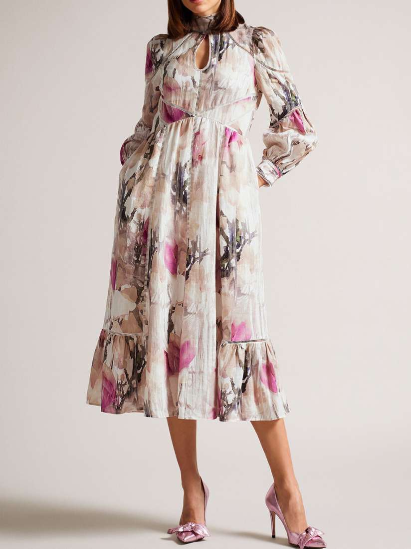 Buy Ted Baker Cream Coloured Floral Print Tie Up Neck Maxi Dress Dresses for Women 22526984 Myntra