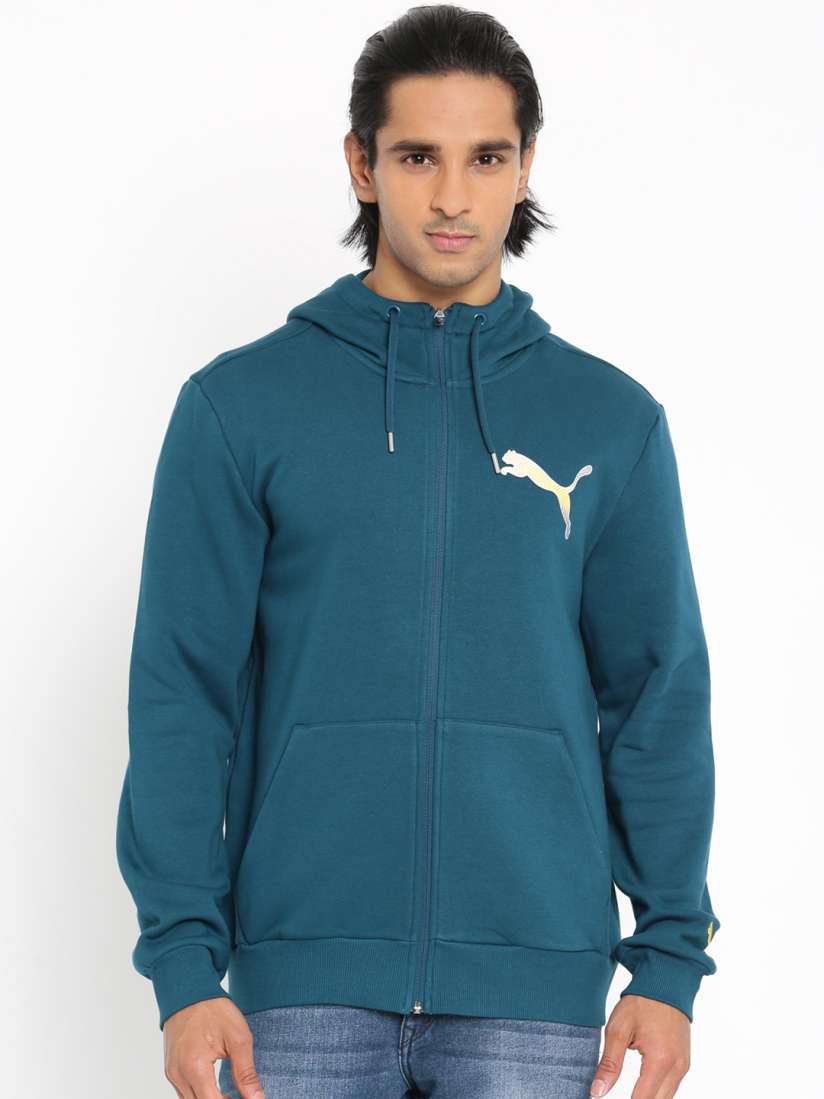 Buy Puma Men Blue Solid knitted Hooded Sweatshirt Sweatshirts for Men 2252874 Myntra
