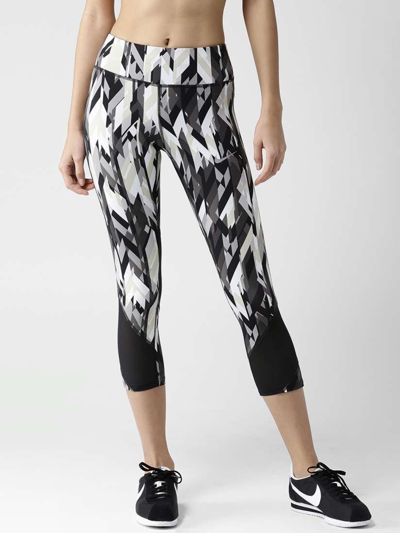 Buy Nike Off White Black AS PWR Epic LX Crop Printed Running Tights Tights for Women 2253411 Myntra