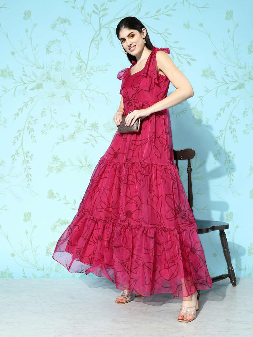 Buy Inddus Floral Printed Ethnic Maxi Dress Ethnic Dresses for Women 22539820 Myntra