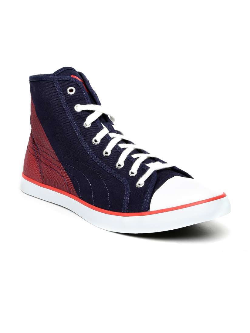Buy Puma Men Navy Blue Striped Canvas Mid Top Sneakers Casual Shoes for Men 2255001 Myntra