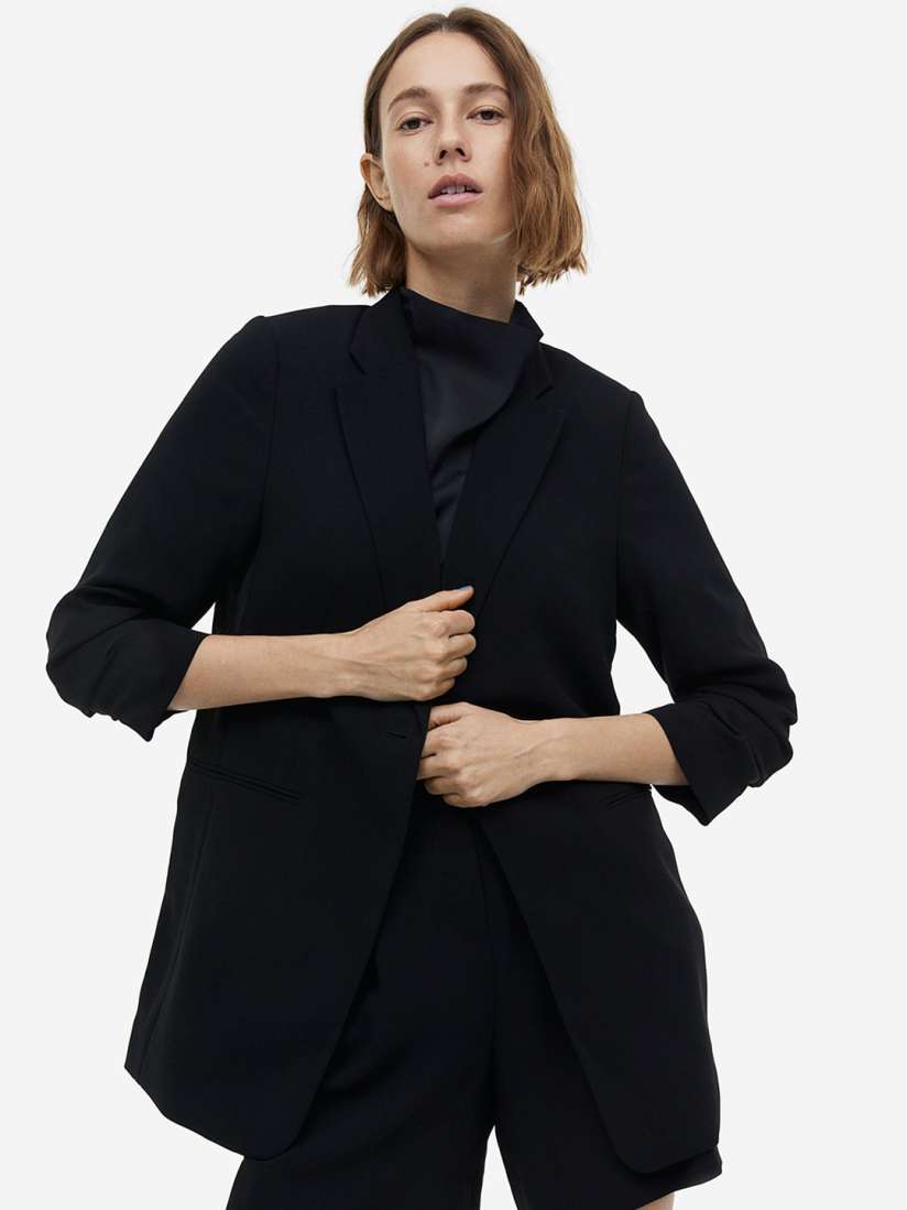 Buy H M Gathered Sleeve Jacket Blazers for Women 22557526 Myntra