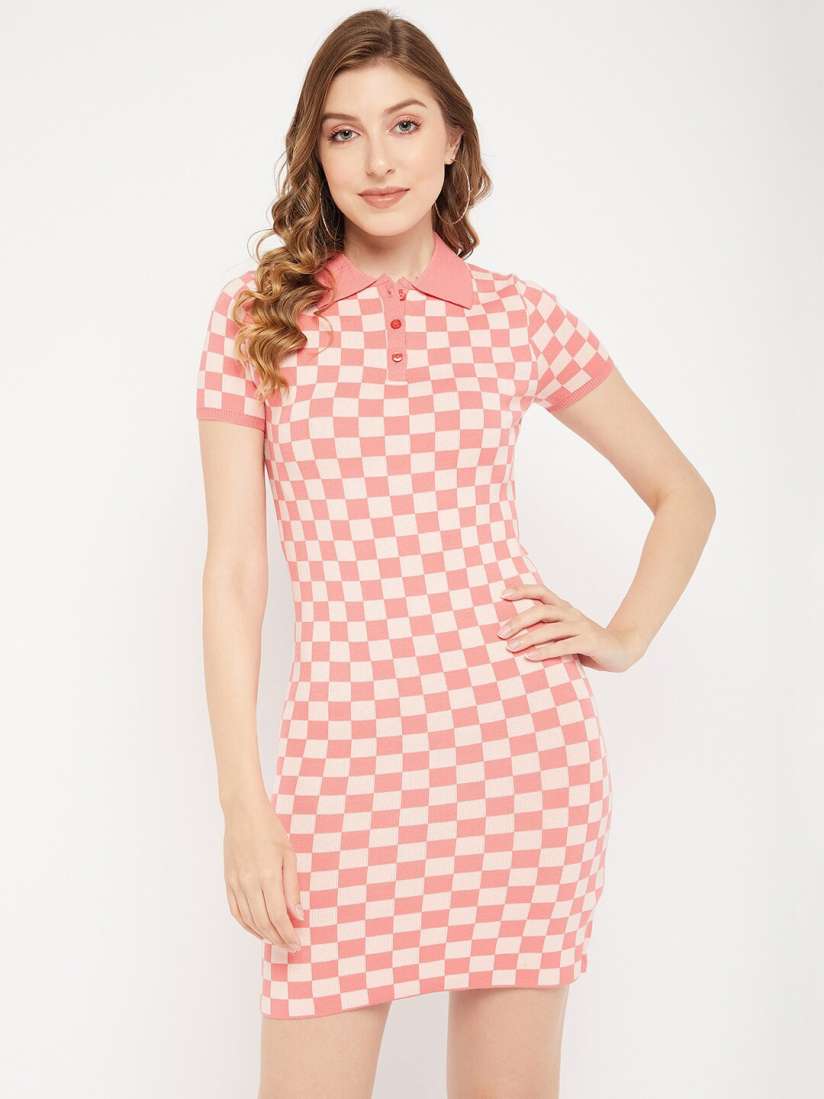 Buy Madame Shirt Collar Checked Dress Dresses for Women 22560846 Myntra