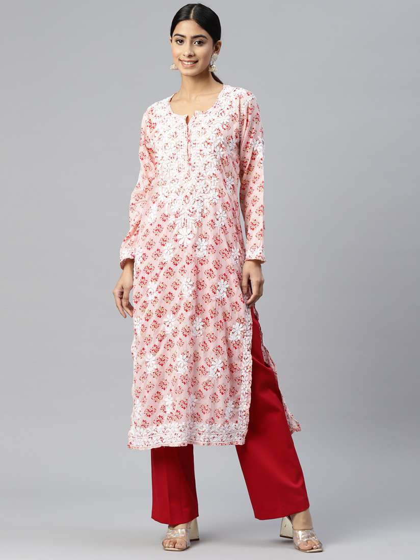 Buy PARAMOUNT CHIKAN Women Floral Embroidered Chikankari Kurta Kurtas for Women 22561966 Myntra