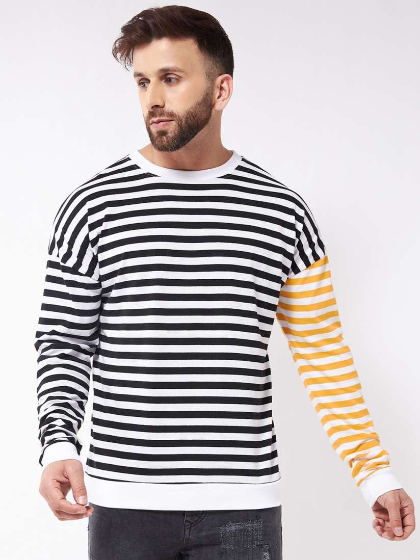 Buy GRITSTONES Striped Drop Shoulder Cotton Oversize Fit T shirt Tshirts for Men 22569914 Myntra