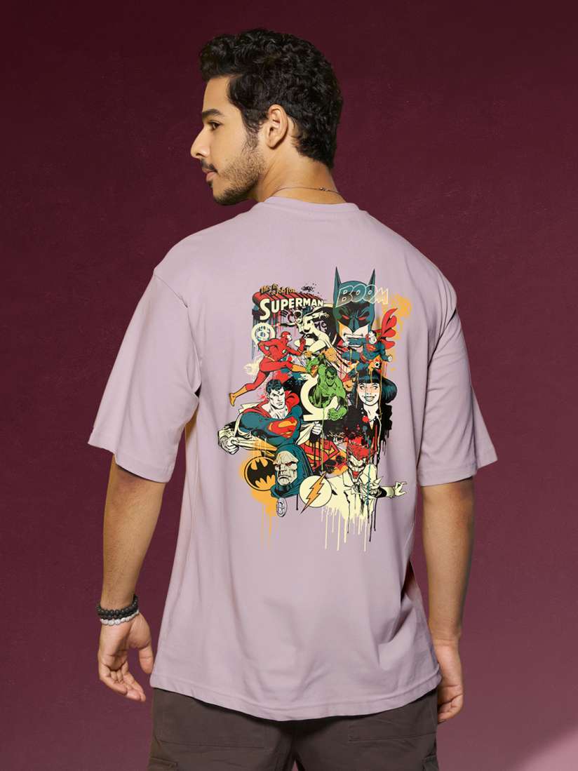 Buy Bewakoof Official DC Merchandise Justice League Society Graphic Printed Oversized T shirt Tshirts for Men 22581426 Myntra