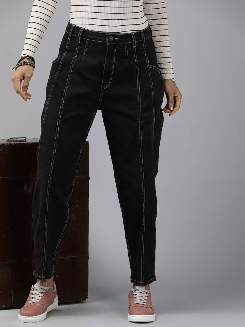 Side stripe jeans myntra shop