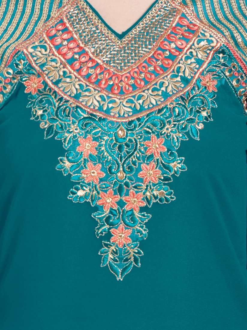 Buy Viva N Diva Teal Poly Georgette Semi Stitched Dress Material Dress Material for Women 2258606 Myntra