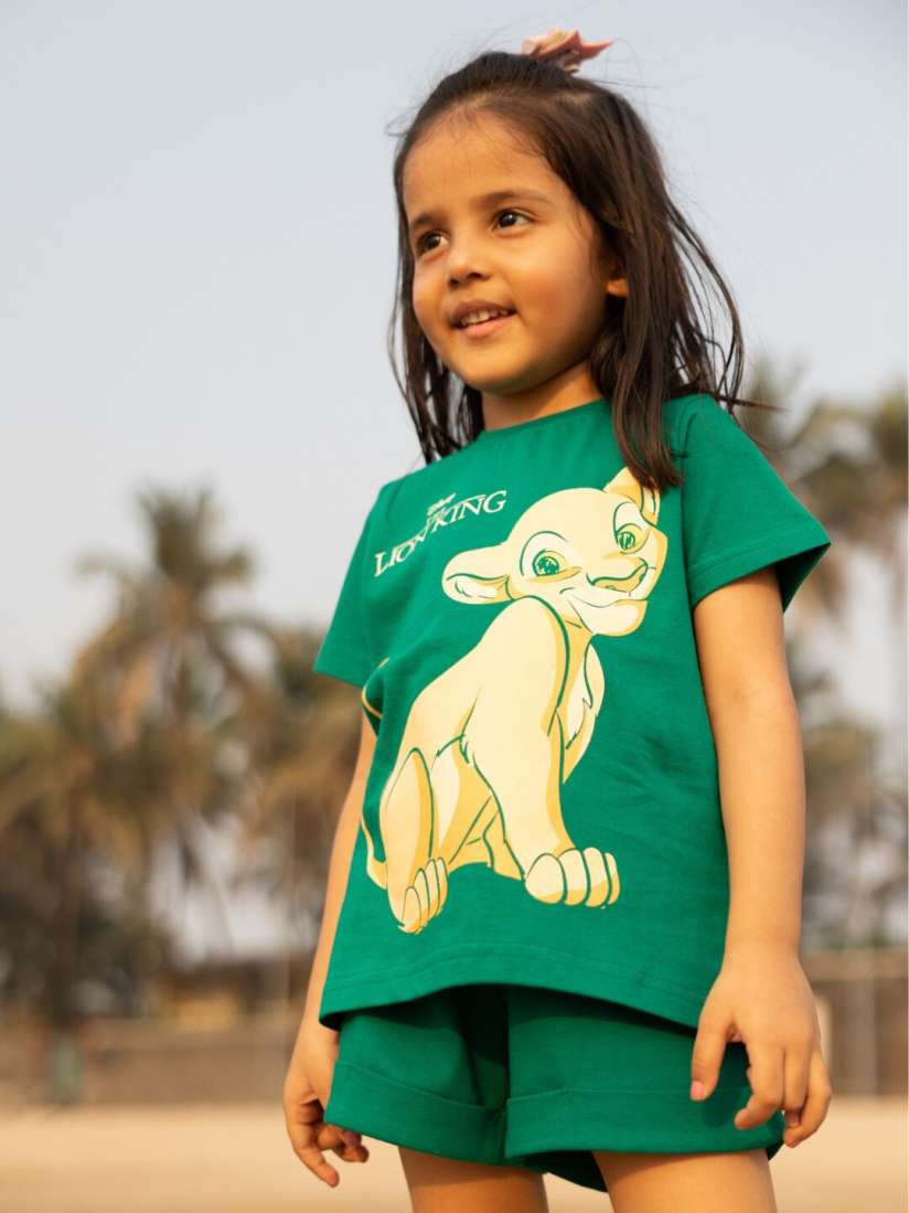 Buy Nap Chief Girls Lion King Printed Pure Cotton T shirt With Shorts Clothing Set for Girls 22596010 Myntra