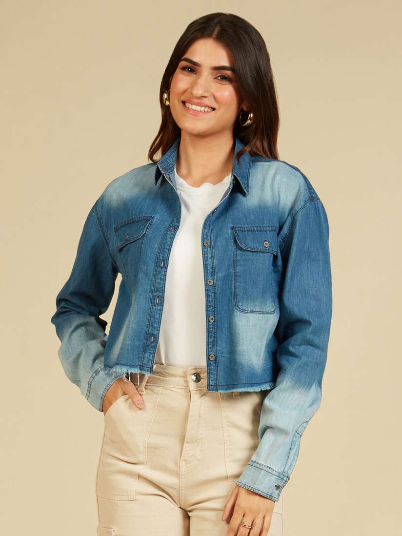 Denim jacket with cotton collar best sale