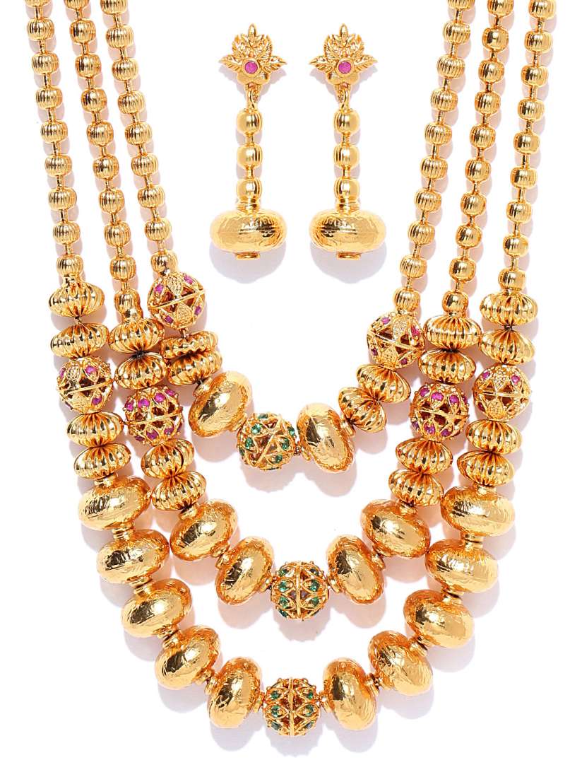 Buy Spargz Gold Toned Layered Beaded Jewellery Set Jewellery Set for Women 2260523 Myntra