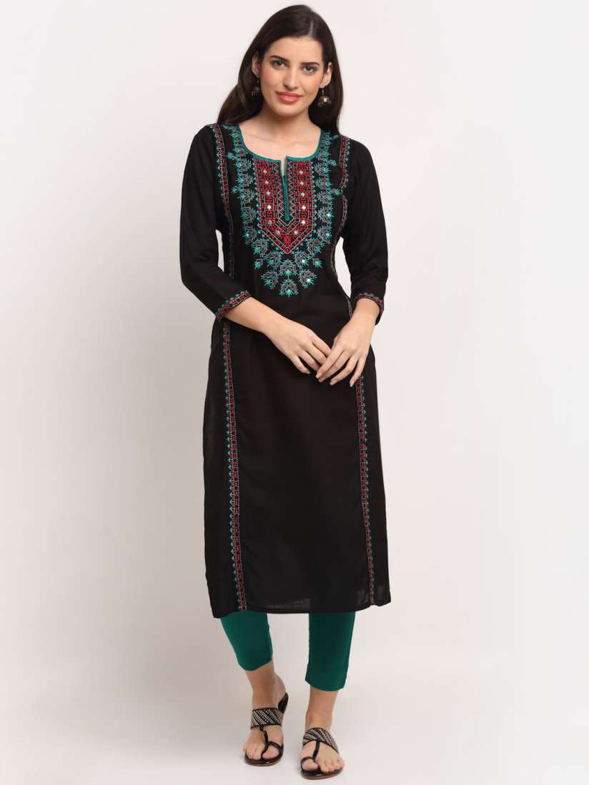 Buy Lovely Lady Geometric Embroidered Regular Thread Work Kurta Kurtas for Women 22605364 Myntra
