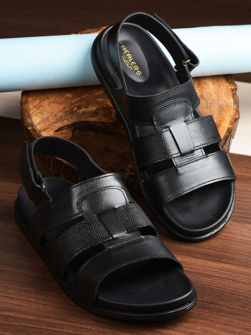 Mens leather velcro closure sandals outlet