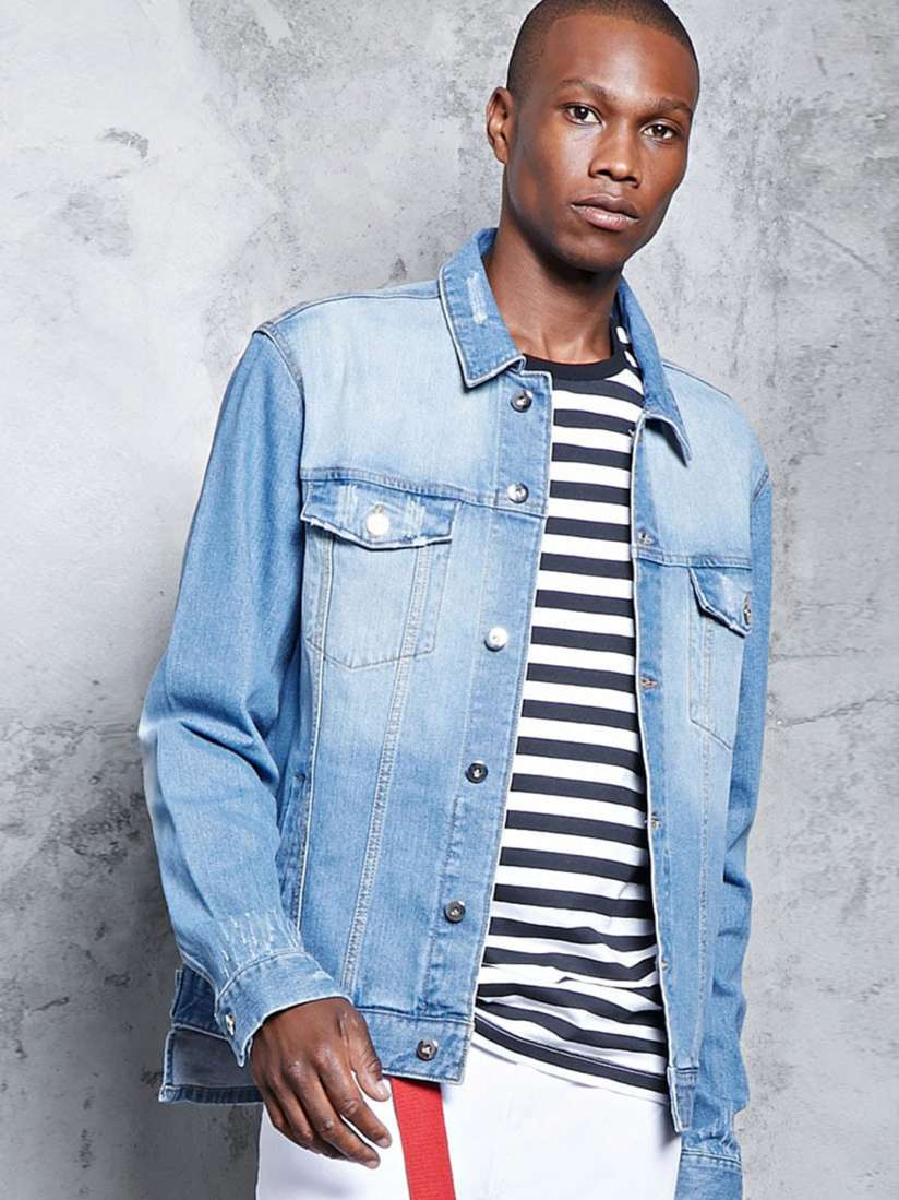 Mens jean jacket forever 21 on sale