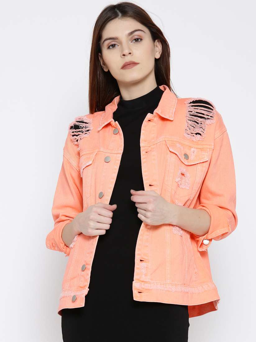 Orange denim jacket forever 21 on sale