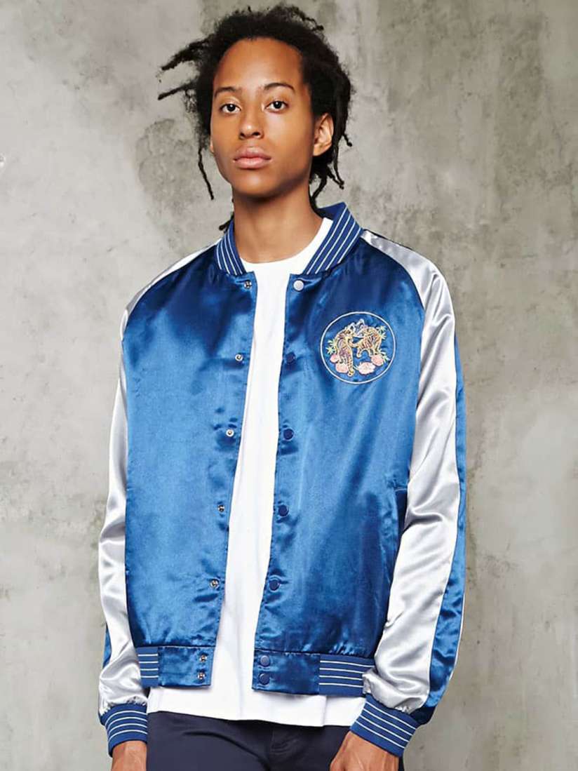 Buy FOREVER 21 Men Blue Grey Colourblocked Bomber Jacket Jackets for Men 2260831 Myntra