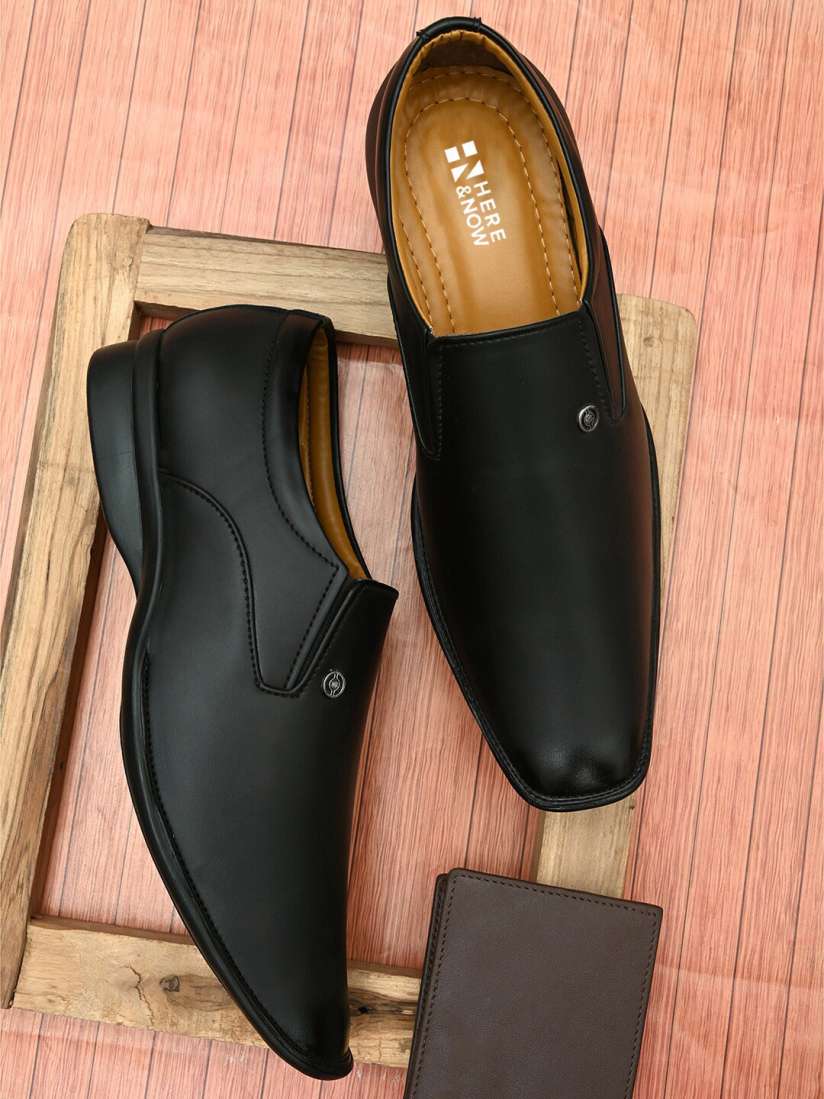 Buy HERE NOW Men Black Formal Slip On Shoes Formal Shoes for Men 22609758 Myntra