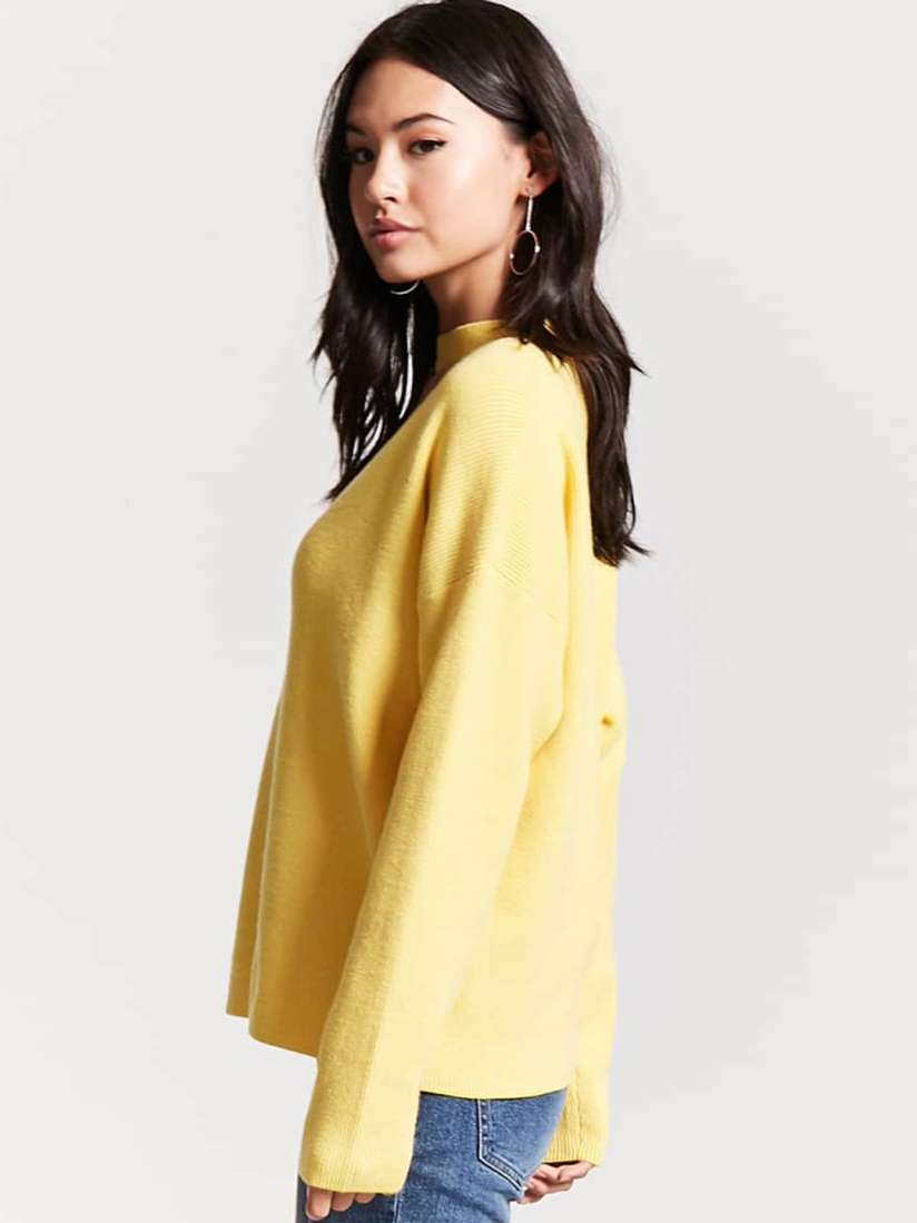 Buy FOREVER 21 Women Yellow Ribbed Sweater with Cut Out Sweaters for Women 2261077 Myntra