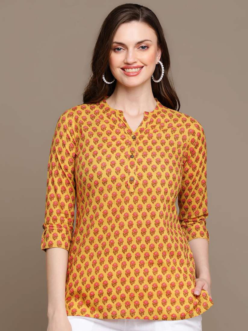 Yellow kurtis on myntra top