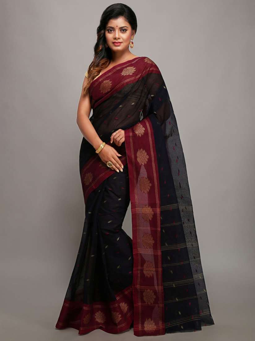 Buy WoodenTant Ethnic Motifs Woven Design Pure Cotton Taant Saree Sarees for Women 22614436 Myntra