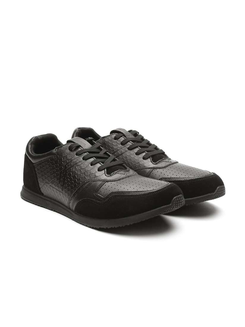 Buy DIESEL Men Black Leather Textured Sneakers Casual Shoes for Men 2261486 Myntra