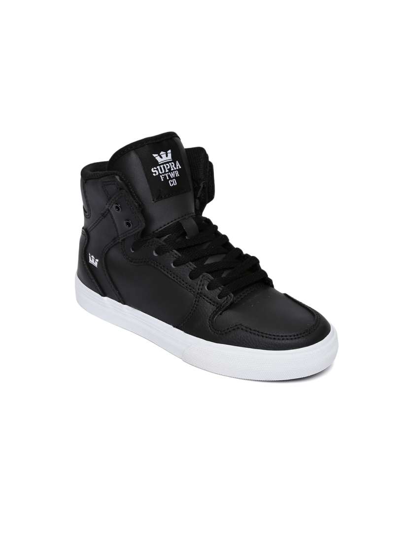 Buy Supra Unisex Black Solid Leather Mid Top VAIDER Skate Shoes Casual Shoes for Unisex Kids 2261870 Myntra