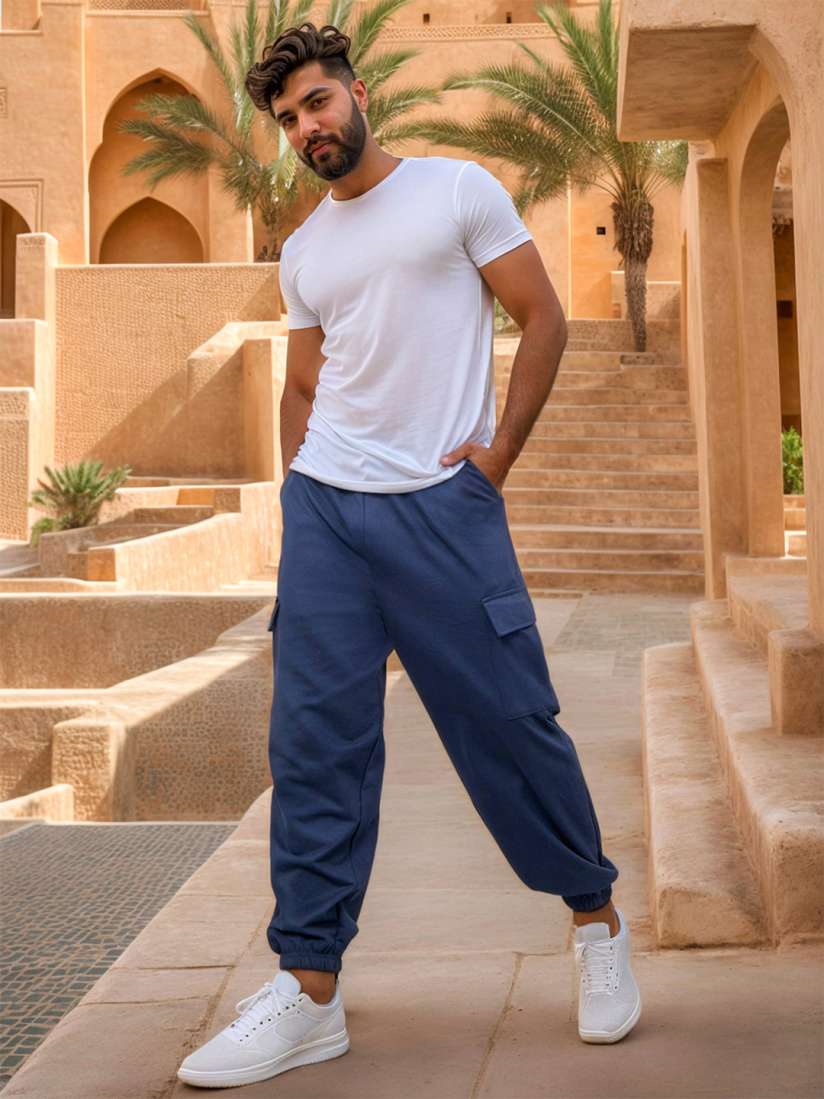 Buy Styli Men Oversized Fit Cotton Cargo Joggers Track Pants for Men 22619172 Myntra